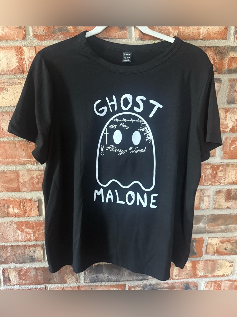 SHEIN Black Tee with White Ghost Malone Graphic